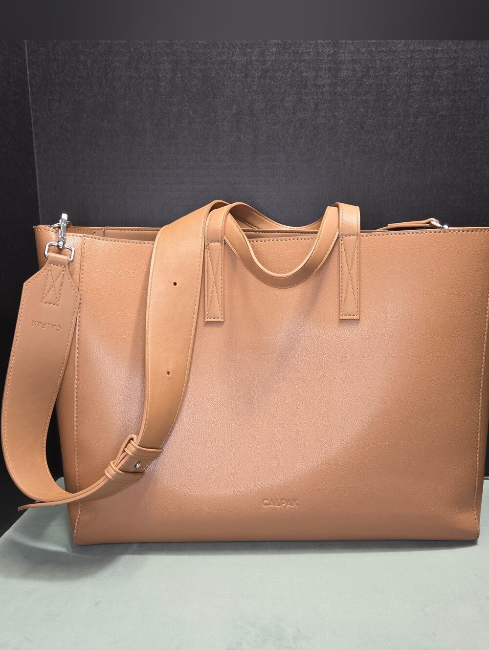 CALPAK Haven 16 Large Laptop Work and Travel Tote Bag Toffee Tan